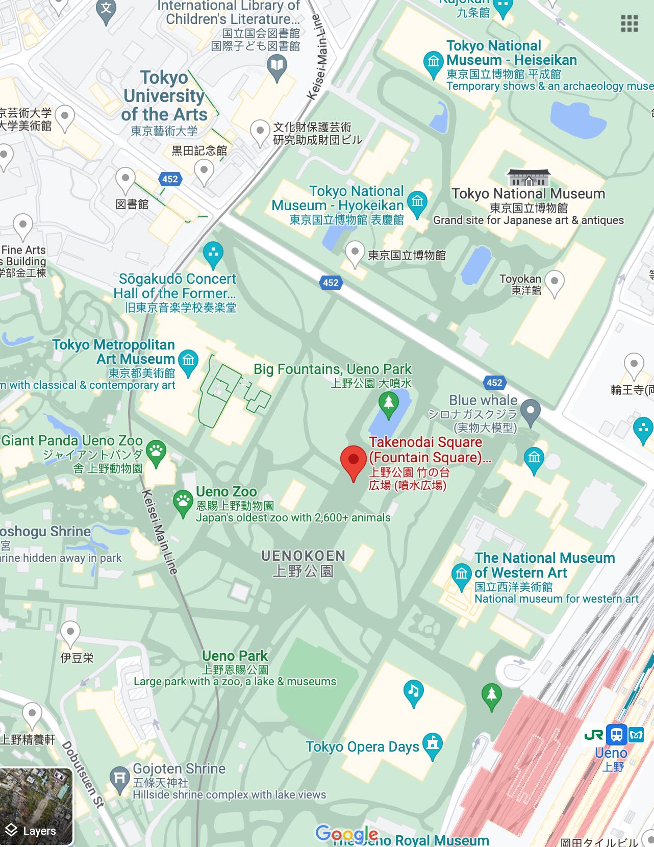上野公园的google地图